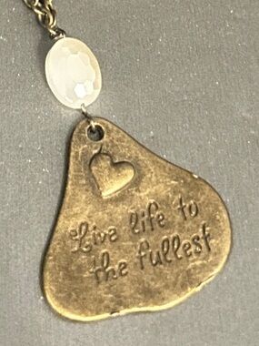 Vintage Gypsy Live Life To The Fullest Bronze Swarovski Pendant Necklace